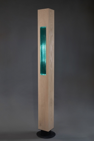Mark Webber. Untitled. 2021-22. Wood, glass and metal. 75 1/2" x 7" x 7 1/4" at Anita Rogers Gallery