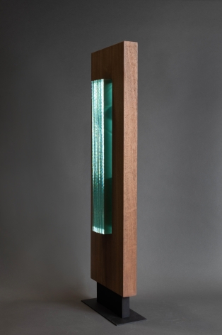 Mark Webber. Untitled. 2021-22. Wood, glass, metal. 32 1/2" x 9 3/4" x 4" at Anita Rogers Gallery
