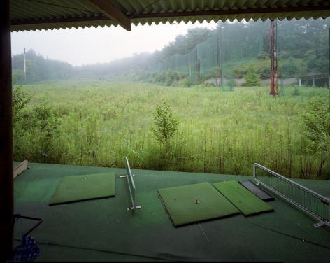 Yishay Garbasz. Golf driving range, Mukaihata, Okuma-machi, Futaba,Fukushima Nuclear Exclusion Zone, 2013. C-print. 31 1/4" x 39 3/4"
