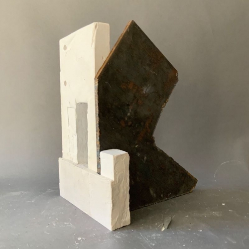 Mark Webber. Untitled Structure. 2019. Hydrocal and steel. 12" x 9" x 8"